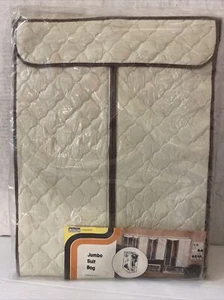 Vintage DETECTO Jumbo Suit Bag Organizer Vinyl Quilted Beige “15x20”x42” 🇺🇸 - Picture 1 of 8