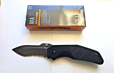 5.11 Tactical RFA Spring Assisted Knife Black FRN (3.5" Black Serr) 51093 - Image 1 of 4