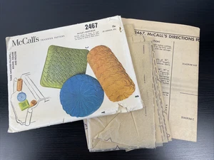 Vintage 1961 Smocked Pillows Pattern CUT Round Square Bolster McCall #2467 - Picture 1 of 4