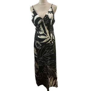 Nuevo con etiquetas Maxi Vestido Caroline Constas Talla L Negro Blanco Floral Tirantes Fiesta Cóctel - Imagen 1 de 11