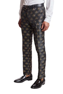 Paisley & Gray Mens Slim Fit Sloane Navy Iconic Bees Tuxedo Pants Size 36x32  - Image 1 of 4