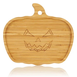 Halloween Pumpkin Shaped Bamboo Serving Tray Charcuterie Board Decor - Picture 1 of 7