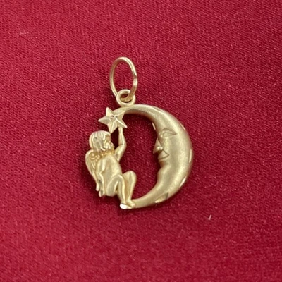 Colgante Michael Anthony Oro Amarillo 14k Ángel Luna Mini Dije Foto 1 de 4