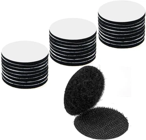 24 Pairs 1 Inch round Hook and Loop Dots Double Sided Self Adhesive Tape Black H - Picture 1 of 12