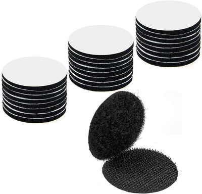 24 Pairs 1 Inch round Hook and Loop Dots Double Sided Self Adhesive Tape Black H - Image 1 of 4