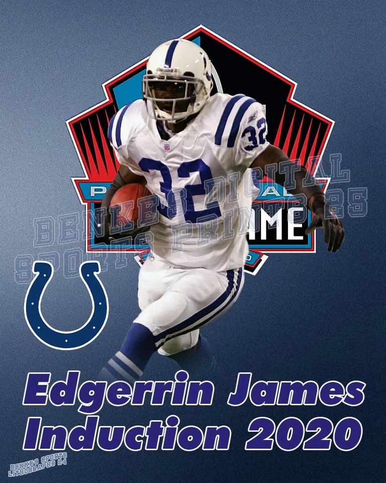 Indianapolis Colts литография печать Edgerrin James HOF - Изображение 1 из 1
