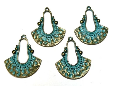 Pingentes amuletos artísticos de liga de metal pátina verde azul Verdigris 4 peças - Imagem 1 de 2