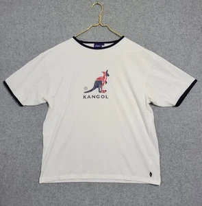 Camicia vintage Kangol stampa grafica uomo grande bianca anni 90 Y2K streetwear Spellout Crew  - Foto 1 di 12