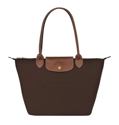 LONGCHAMP Le Pliage M Tote Bag Ebony Brown Travel Everyday Medium Shoulder Bag - Image 1 of 4