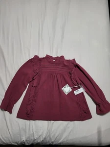 Chelsea And Violet Junior Longsleeve Shirt Blouse Ruffle Lace Round Neck Bronze - Picture 1 of 5