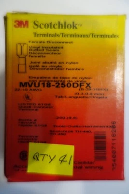 3M MVU18-250DFX Scotchlok Female Disconnect Insulated Terminal 22-18 AWG 41ct - Image 1 of 2