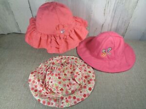 Gymboree 2T3T Coral Sunhat Floral Red Green Pink Hat One Sz Summer Lot Butterfly