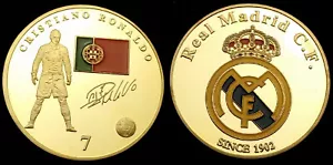 Cristiano Ronaldo Gold Coin Real Madrid Signed Portugal Flag 1902 Saudi Arabia - Picture 1 of 20