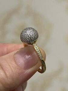 Wow Cocktail Diamanten Ring 925 Sterling Silber  585 Gold pl