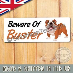 PLACA METÁLICA DE ALUMINIO PARA PUERTA DE ALUMINIO CON LETRERO PERSONALIZADO CUIDADO CON EL PERRO - Imagen 1 de 3