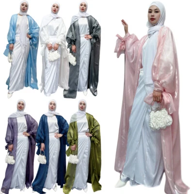 Dubai Open Kimono Abaya Muslim Women Maxi Dress Kaftan Dress Cardigan Arab Robe