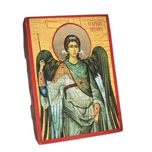 Erzengel Michael, Christliche Holz Ikone 16x12,5cm Handgefertigt 37040 - Bild 1 von 2