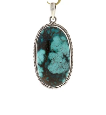 Prächtiger Türkis groß 3-farbig Anhänger für Kette Echt Silber 46 x 22 mm VI-94 - Bild 1 von 4