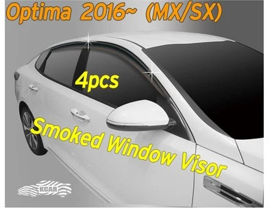 Visera de puerta ahumada protector de ventilación de lluvia ventana 4P negro D066 para KIA 2016~2019 Optima Foto 1 de 4