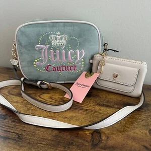 NWT Juicy Couture Pastel Blue White Dreamy Double Camera Crossbody Bag Viral - Picture 1 of 6