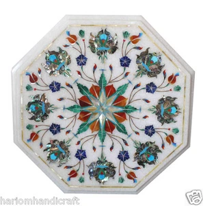 Mesa de centro de mármol de 12" Pauashell piedra rara mosaico trabajo decoración del hogar H1834 - Imagen 1 de 6