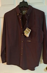Drake Mens Autumn Brushed Twill Houndstooth Shirt LS Windsor Wine Small Free Shi - Picture 1 of 13