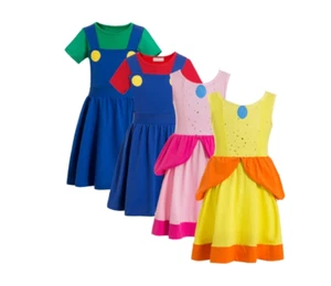 New costume video game dress Child Adult overall green red princess Halloween - Picture 1 of 20