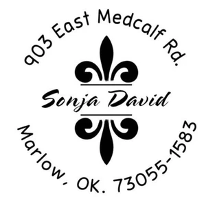 Fleur de Lis Rücksendeadressstempel individuell selbstfärbend Rücksendeadresse Gummistempel - Bild 1 von 3