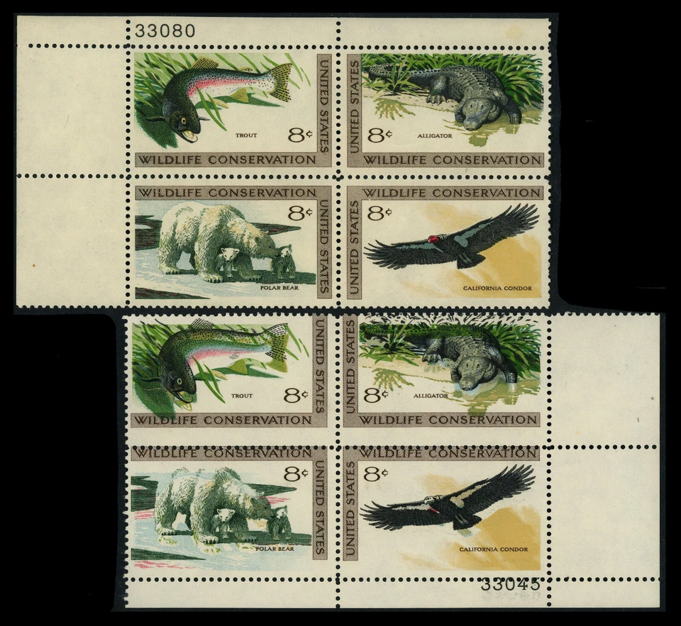 USA Scott# #1430a Como Nuevo NH, Placa# Bloque con Cambio de Color Negro (56647) Foto 1 de 1