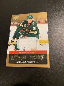 2021-22 Upper Deck Debut Dates Jersey Kirill Kaprizov Gold