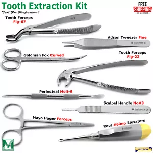 8pcs/set Adult Tooth Extracting Forceps Pliers Dental Surgical Extraction Kit - Picture 1 of 10
