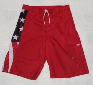 OLD NAVY Red White Blue American Flag Swim Shorts Trunks Boy's Size 18 EUC! - Picture 1 of 3