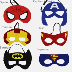 Super Hero Face Eye Mask Batman Superman Sipderman Flash Halloween Costume - Picture 1 of 12