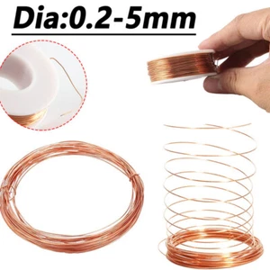 1-20Meter Solid Bare Round Red Copper Wire Dia 0.2/0.3/0.4/0.5/0.6/0.7/0.8-5mm - Picture 1 of 10