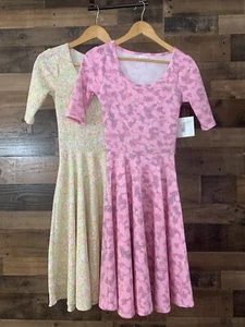 2- Lularoe Nicole Fit & Flare Dresses Dress Spring Summer Pastel Size XS NEW - Picture 1 of 3