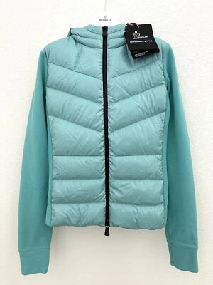 NUEVO MONCLER MUJER AZUL ACOLCHADO POLAR SUDADERA CON CAPUCHA CÁRDIGAN PLUMÓN PUFFER CHAQUETA ABRIGO M Foto 1 de 4