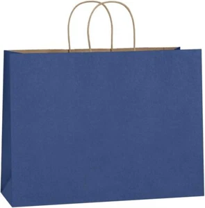 Paper Shopping Bags 100 Large Navy Blue 16 x 6 x 12 � Gift Retail Merchandise - Picture 1 of 6