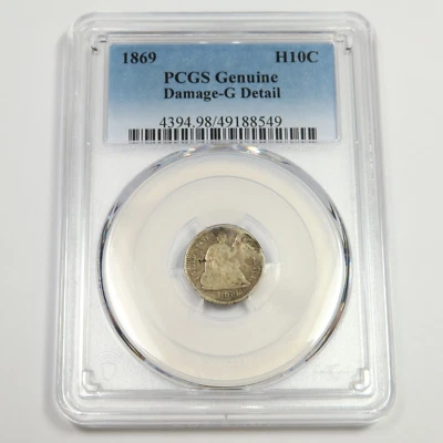 1869 P PCGS G Detail - Silver Seated Half Dime H10C US Coin #49927A - Image 1 of 2