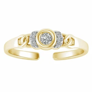 14k Yellow Gold Plated Round Cut Lab-Created Diamond Toe Ring - Picture 1 of 3