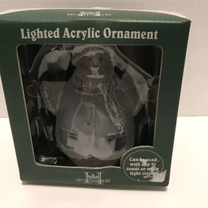 Huntington Schneemann beleuchtetes Acryl Ornament ~ 6" ~ verbindet sich mit Mini Lichterkette - Bild 1 von 6