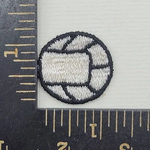 Small Volleyball Embroidered Patch Black and White Oval Design - Picture 1 of 2