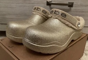 Bebe Women's Janessa Eva Platform Clog Shoes - Gold Glitter, Size 9, Preowned - Picture 1 of 8