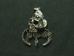OBITUARY OFFICIAL 1993 VINTAGE PIN BADGE BUTTON UK MADE POKER ROX SILVER TONE 95 - Bild 1 von 5