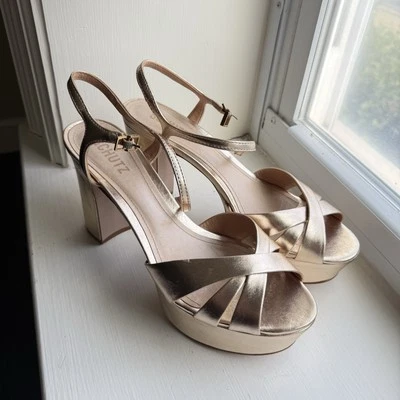 Sandalias de plataforma Schutz Keefa Course Courado doradas para mujer talla 9 nuevas Foto 1 de 4