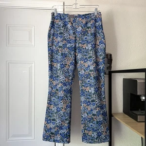 TUCKERNUCK blue floral elastic waist pull on soft boot cut cropped pants - Picture 1 of 6