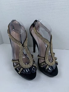 Beauty Anisa Rhinestone 4.75” Stiletto Platform Heels Sz 8 Prom Wedding (S473) - Picture 1 of 12