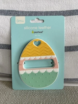 NEW PEARHEAD Silicone Teether, Egg Shaped, BPA Free Baby Teething Ring, age 0+ - Image 1 of 3