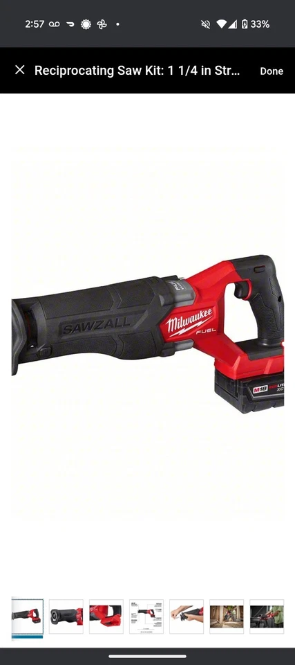 Milwaukee 2821-20 M18 FUEL SAWZALL Cordless Reciprocating Saw (Tool Only) - Image 1 of 1
