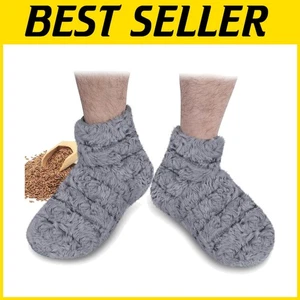 Adjustable Heated Booties with Stretch Straps - Comforting Foot Warmers in Gray - Picture 1 of 11