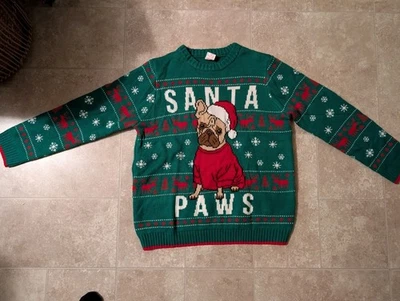 Suéter de Natal masculino Holiday Time, verde trevo crocante tamanho G (10-12) - Imagem 1 de 3